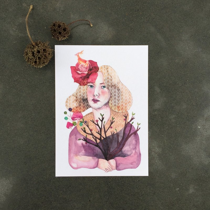 插画明信片/给勇敢的女生系列-1 - 卡片/明信片 - 纸 白色