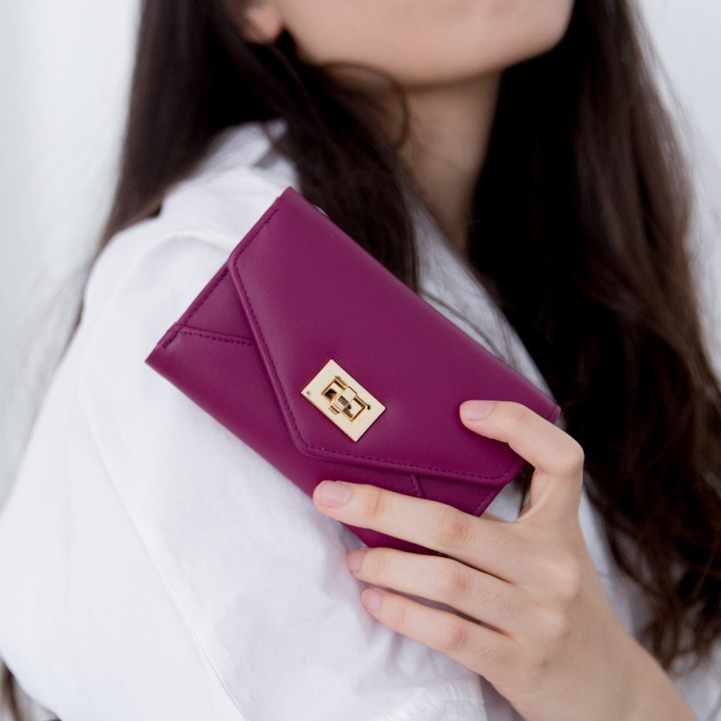 DAISY - MINIMAL CUTE WOMEN LEATHER SHORT WALLET/PURSE-PURPLE - 皮夹/钱包 - 真皮 紫色