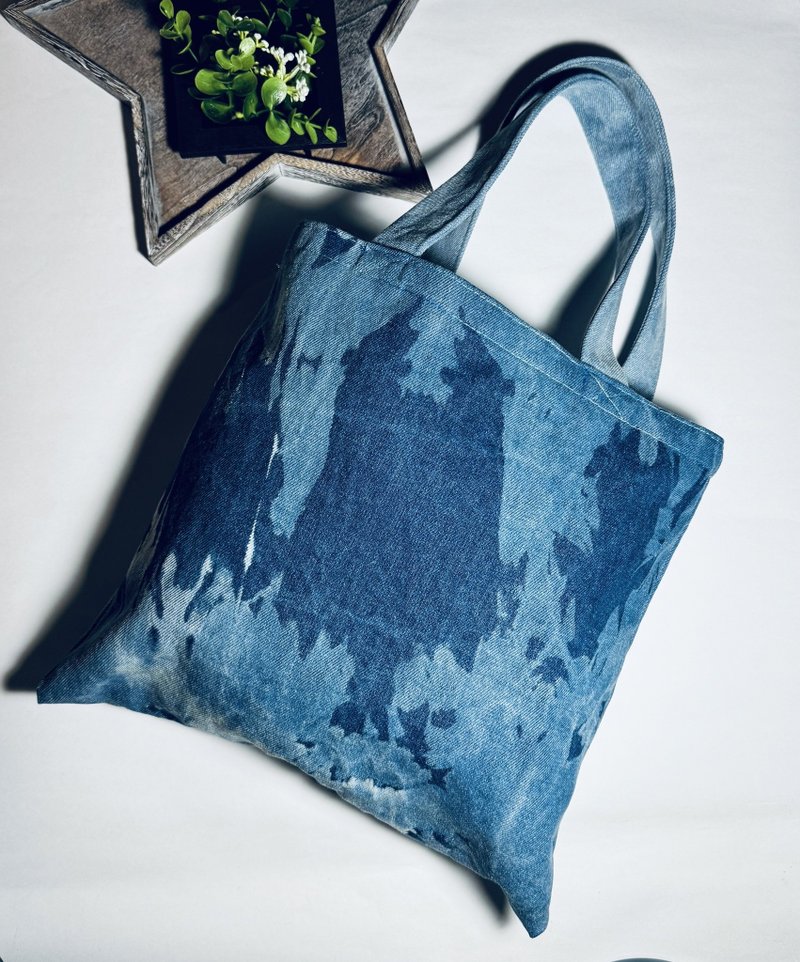 漂白牛仔布手提包 - 手提包/手提袋 - 棉．麻 蓝色