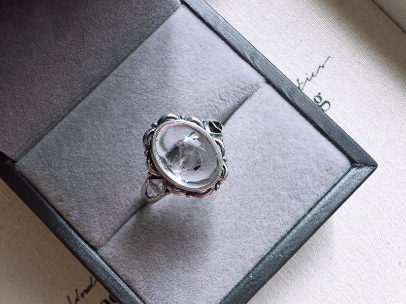 黑流沙水胆水晶银戒 - 戒指 - 水晶 