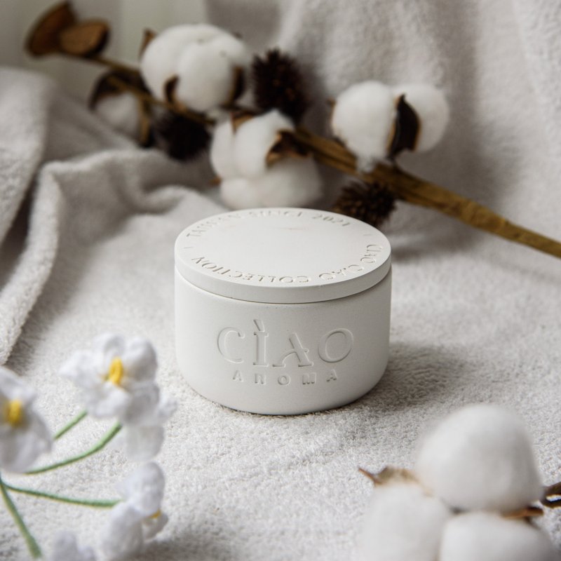 No.026 柑橘木质调手工水泥天然植物香氛精油蜡烛 - 香薰/精油/线香 - 水泥 白色