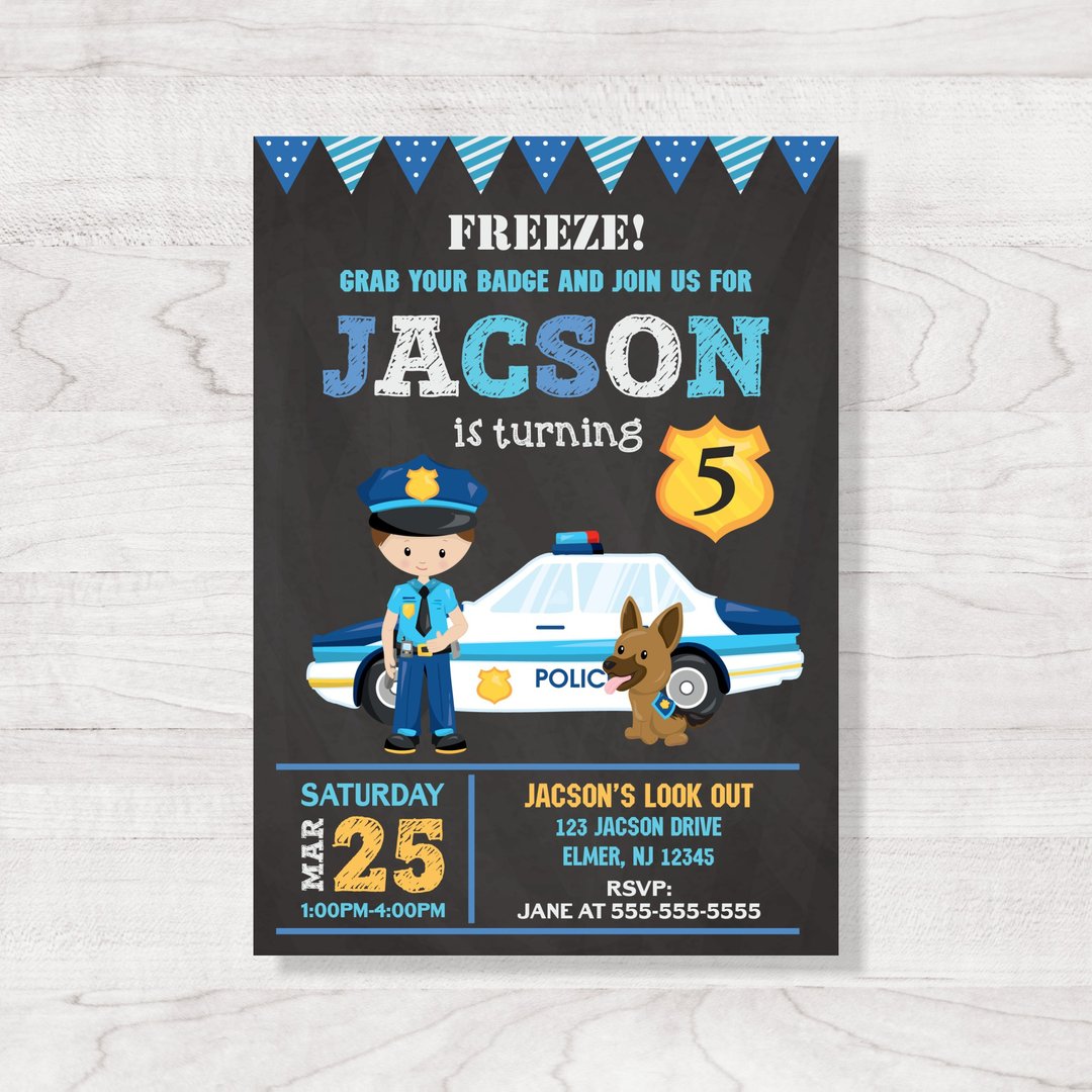 Police Birthday Invitation, Digital, Personalized - 电子喜帖/贺卡/邀请函 - 其他材质 