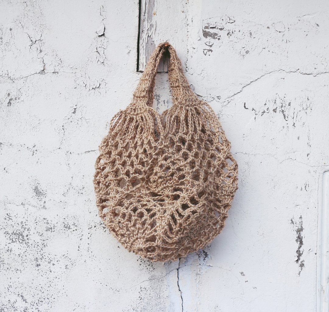 【订制】Handmade手工编织/黄麻绳编织网袋/便当袋/麻绳包 - 手提包/手提袋 - 棉 卡其色