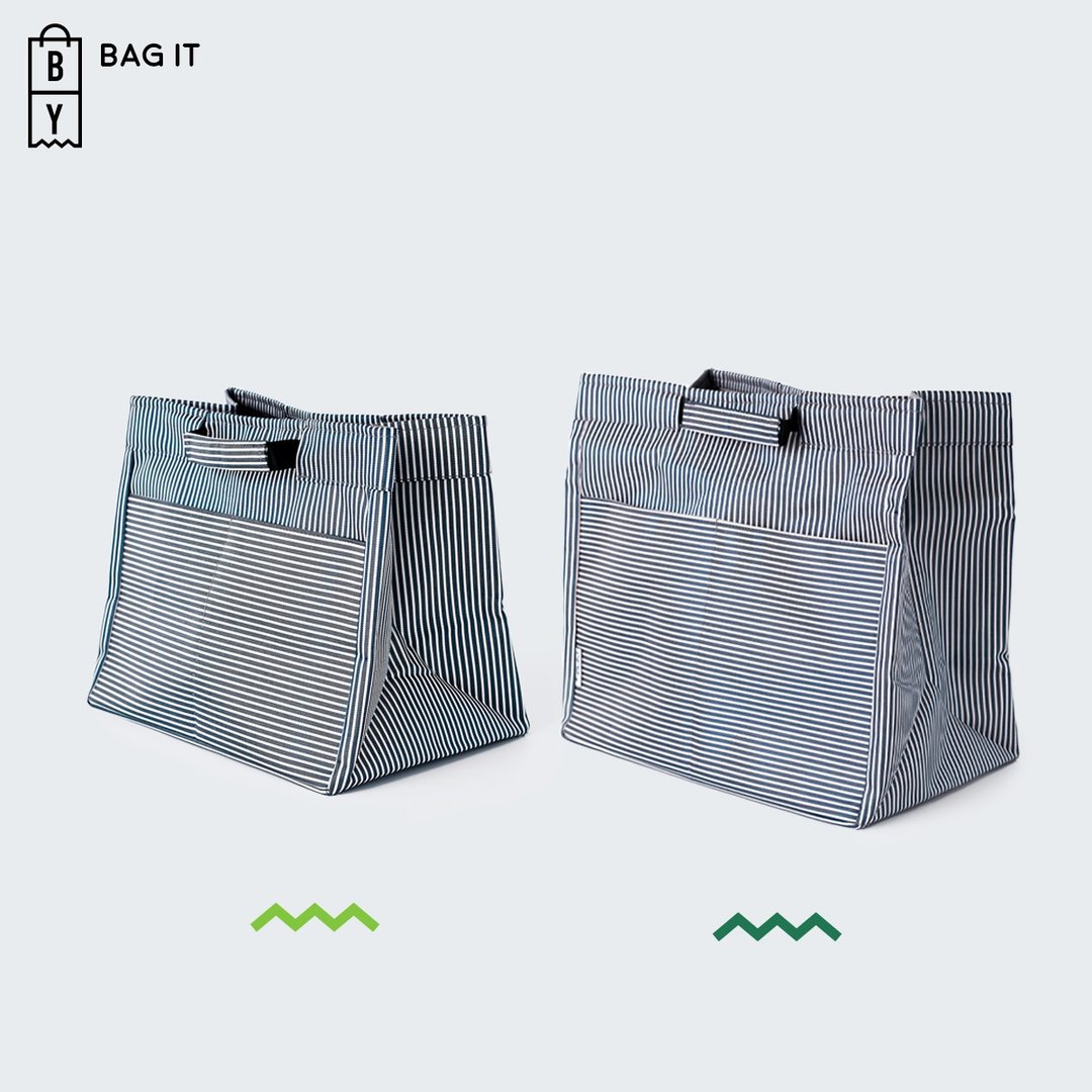 BAG IT: STORAGE BAG : NAVY STRIPE: 2 Sizes - 后背包/双肩包 - 棉 蓝色