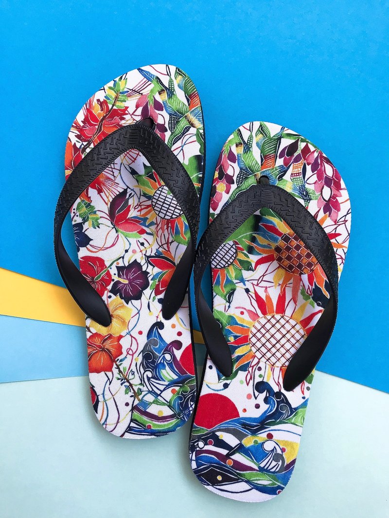 Sandals depicting Okinawa flowers - 拖鞋 - 其他人造纤维 