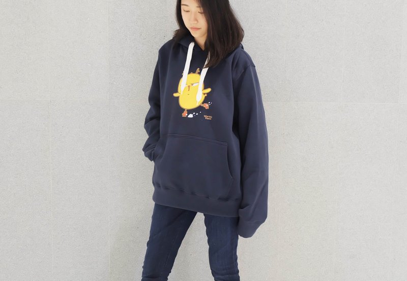 Warbie Ice Skate Hoodie / winter sweater (Navy) - 中性连帽卫衣/T 恤 - 棉．麻 红色