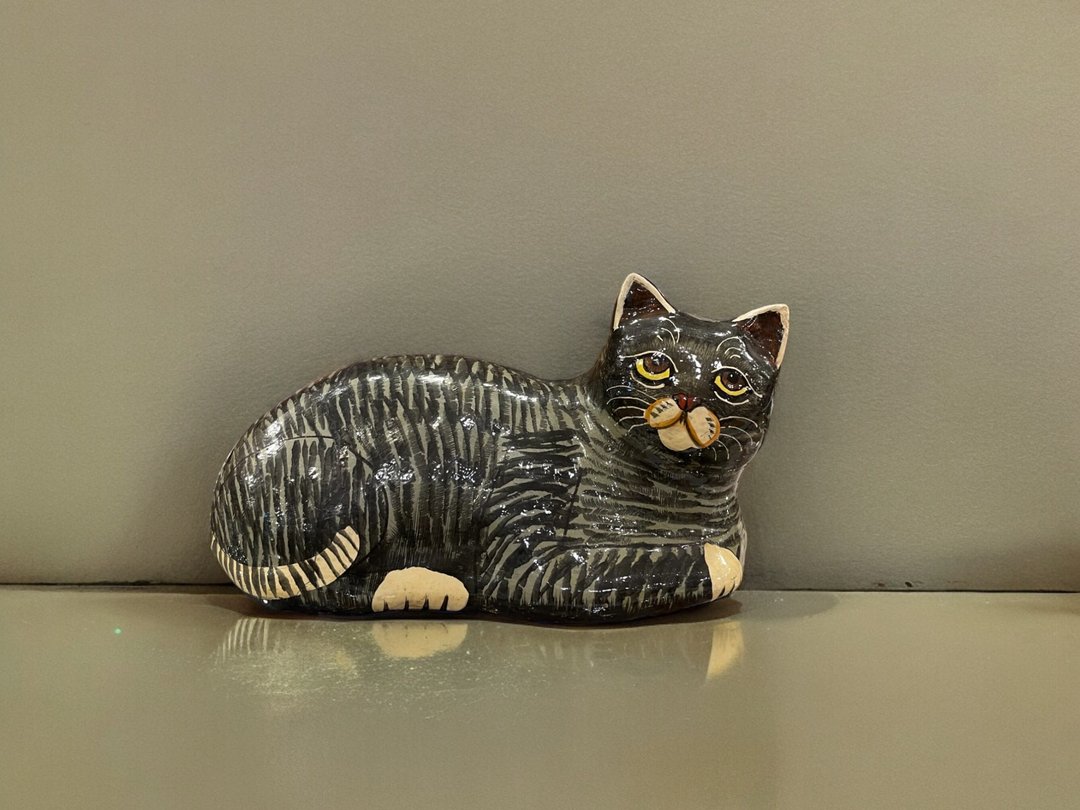 印度喀什米尔 手工漆纸器 彩绘猫咪摆饰 - 黑猫 - 摆饰 - 木头 黑色