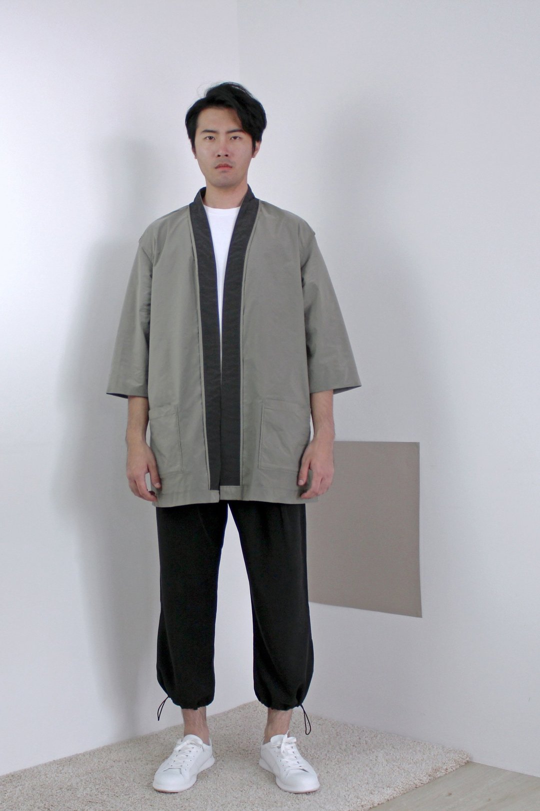 两穿和服式风衣- parka派克外套 - 男装外套 - 纸 绿色