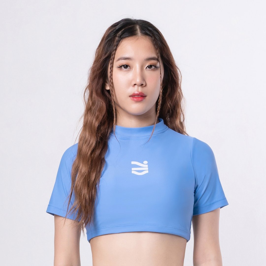 蓝色短款 T 恤 - 女装泳衣/比基尼 - 其他材质 