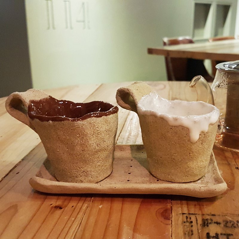 饼干咖啡杯与饼干点心盘【下午茶 饼干杯盘系列】 - 咖啡杯/马克杯 - 陶 卡其色