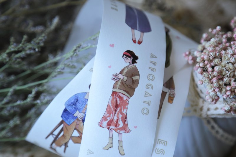 我愛咖啡 溫柔精致的女孩子 咖啡愛好者 人物膠帶 PET 和紙膠帶 - 纸胶带 - 其他材质 多色