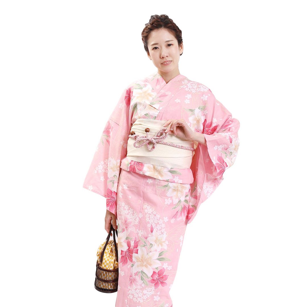 日本 和服 女性 浴衣 腰带 2件组 F Size X25-211 yukata - 其他 - 棉 粉红色