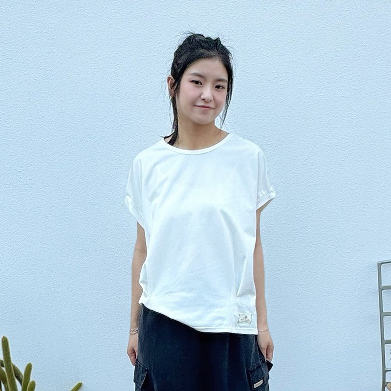 Hana Mokuba 圆领落肩抓皱上衣 - 女装上衣 - 其他材质 