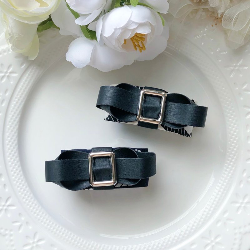 质感黑白几何图案马尾夹发夹发饰 - 发饰 - 其他材质 黑色