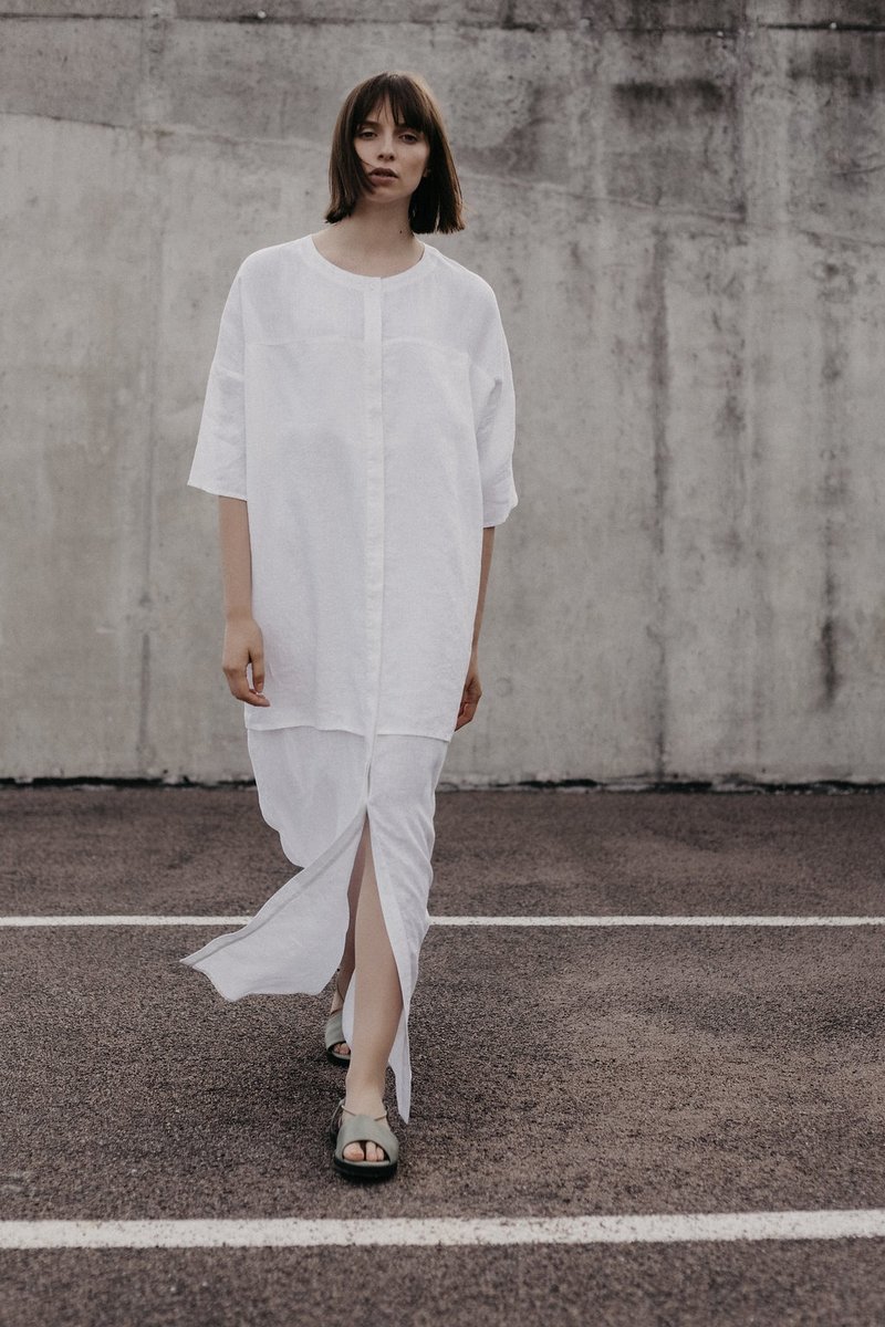 Linen Dress Motumo – 18S2 - 洋装/连衣裙 - 亚麻 