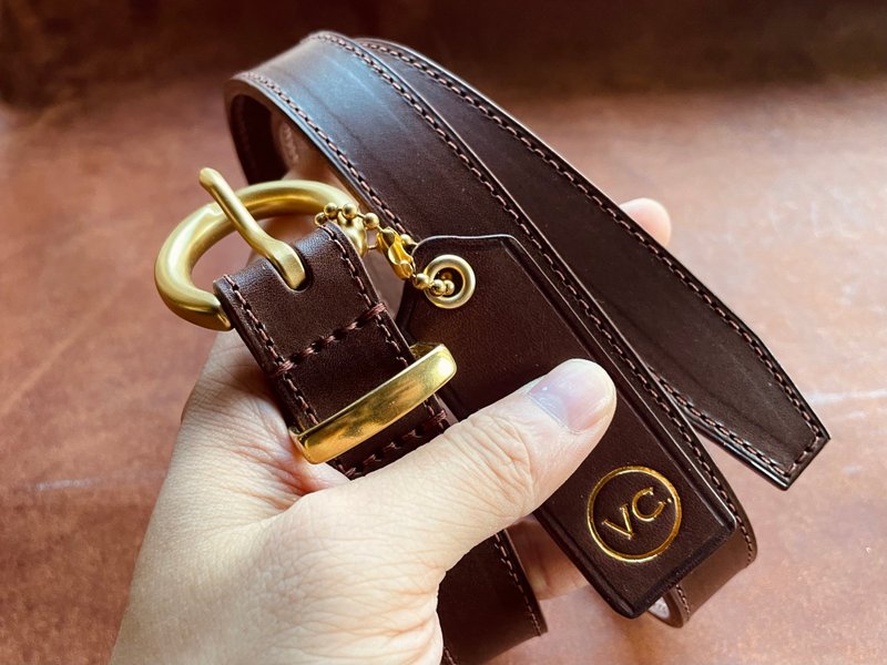 【VULCAN Belt 20 / 25 mm 古典皮带】意大利Walpier植鞣牛皮腰带 - 皮带/腰带 - 真皮 咖啡色