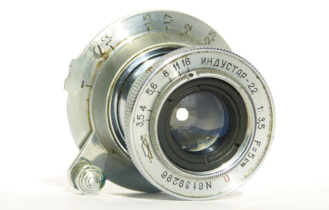 Industar-22 复古红标 P 3.5/50 USSR 可伸缩镜头 KMZ M39 接环 - 相机 - 其他材质 银色