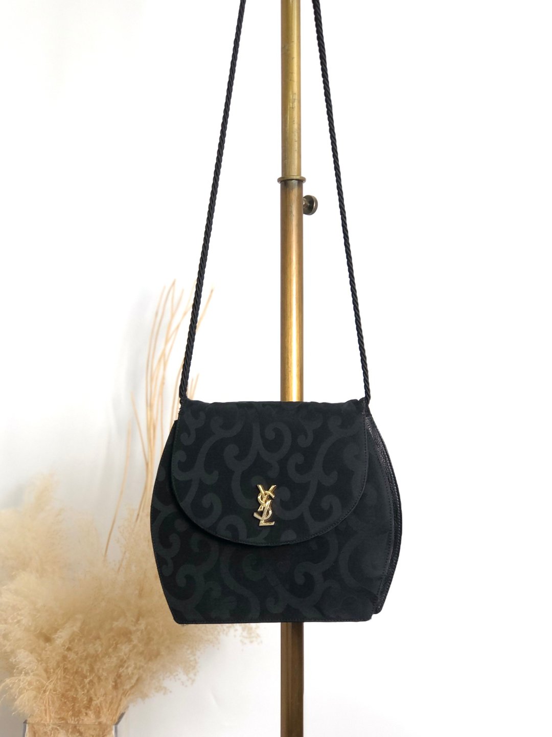 【日本直送 名牌中古包】Yves Saint Laurent 肩背包 黑色 YSL 尼龙×皮革 流苏 vintage dw4znj - 侧背包/斜挎包 - 尼龙 黑色