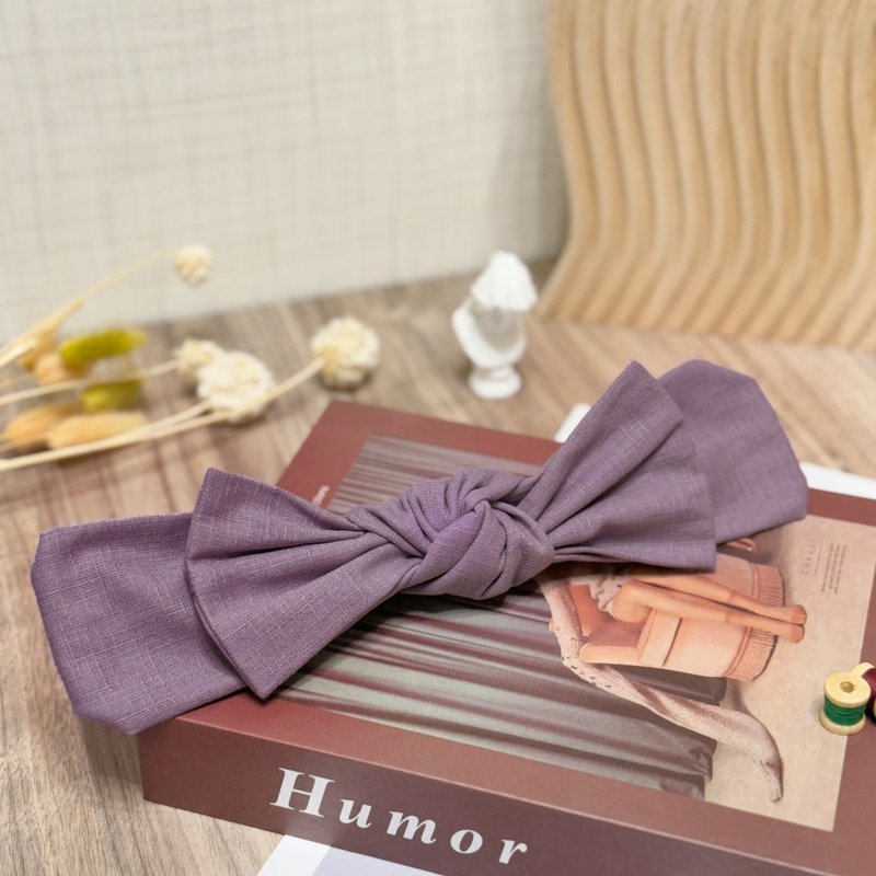 【巧妙艺手】薰衣草紫 手作蝴蝶结发带 - 发带/发箍 - 棉．麻 紫色