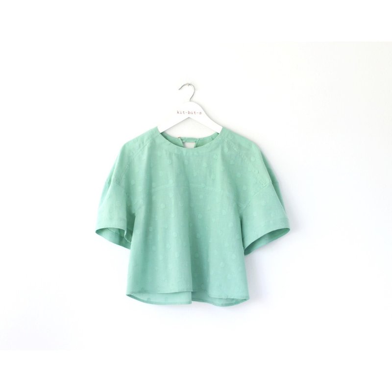 绿超大泡泡袖衬衫 - 女装上衣 - 棉．麻 绿色