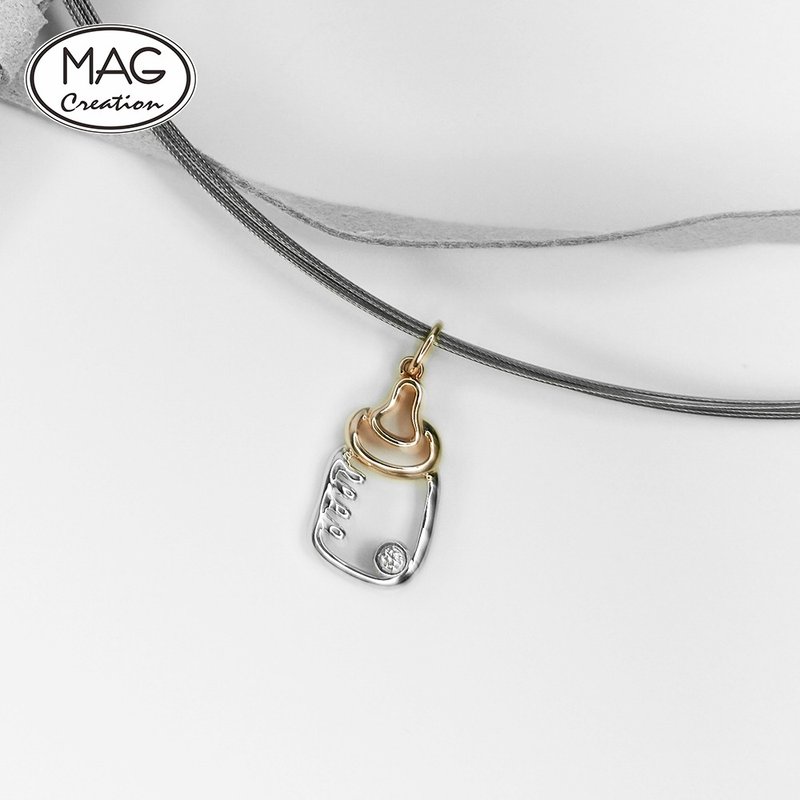 甜心吊坠 | 奶瓶 造型吊坠 附送钢丝颈圈 - 项链 - 贵金属 