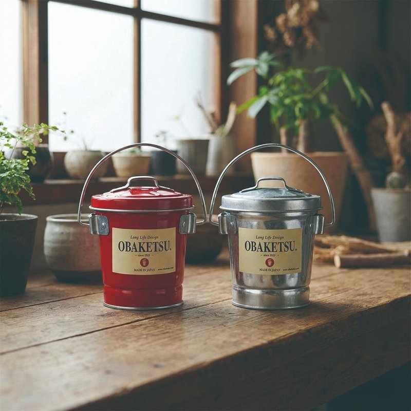 日本 OBAKETSU 手工制多功能迷你桶 0.35L  收纳 花盆 - 收纳用品 - 不锈钢 银色