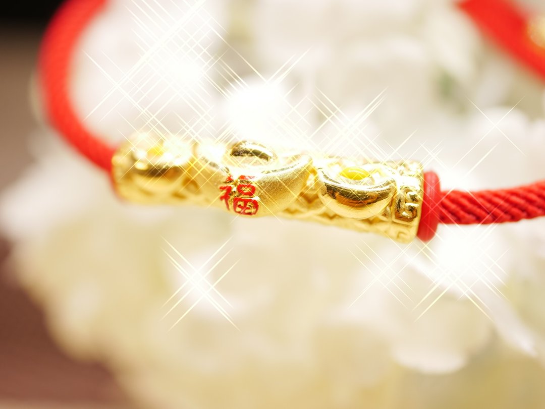 黄金手绳-元宝纯金金饰-黄金9999 (赠送米兰手绳) - 手链/手环 - 24k 金 金色