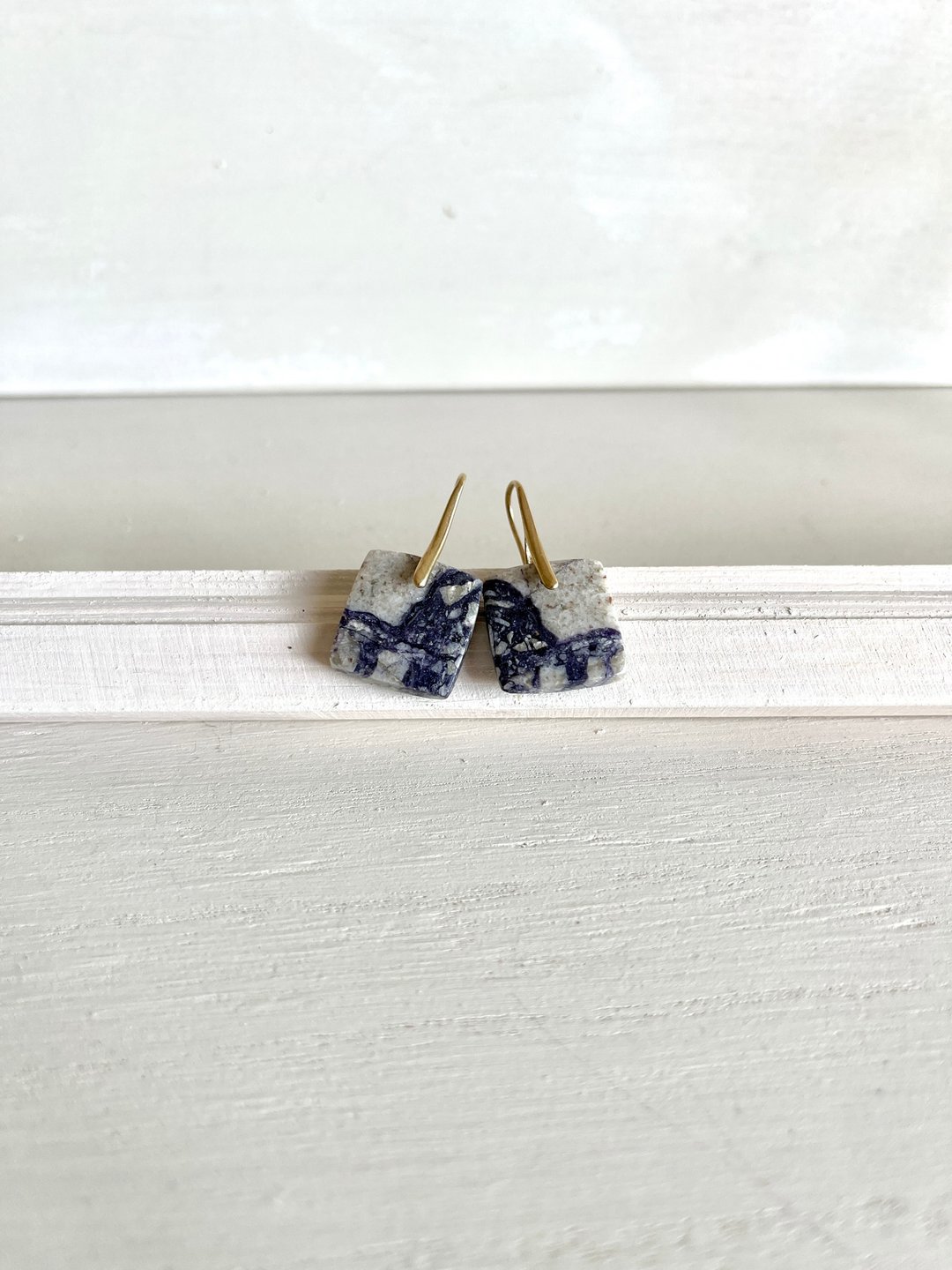 Tiffany jasper earring - 耳环/耳夹 - 半宝石 紫色