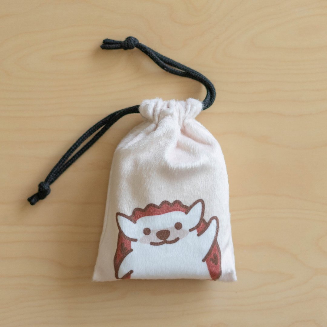 刺猬绒毛小束口袋/小物袋/化妆品袋/索绳袋 - 束口袋双肩包 - 其他材质 卡其色
