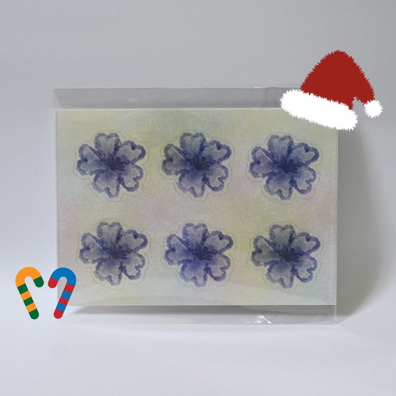 紫紫透花 透明贴纸 手绘 花草 手帐  圣诞 交换礼物 贴纸 - 贴纸 - 纸 