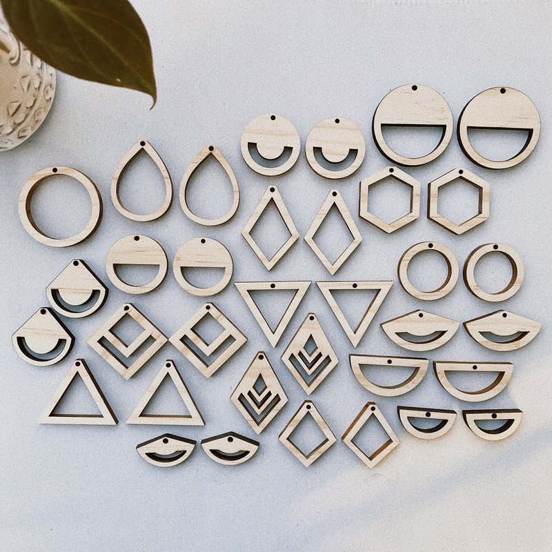 macrame编织专用耳环实木片【 单购实木片 】 - 耳环/耳夹 - 木头 咖啡色