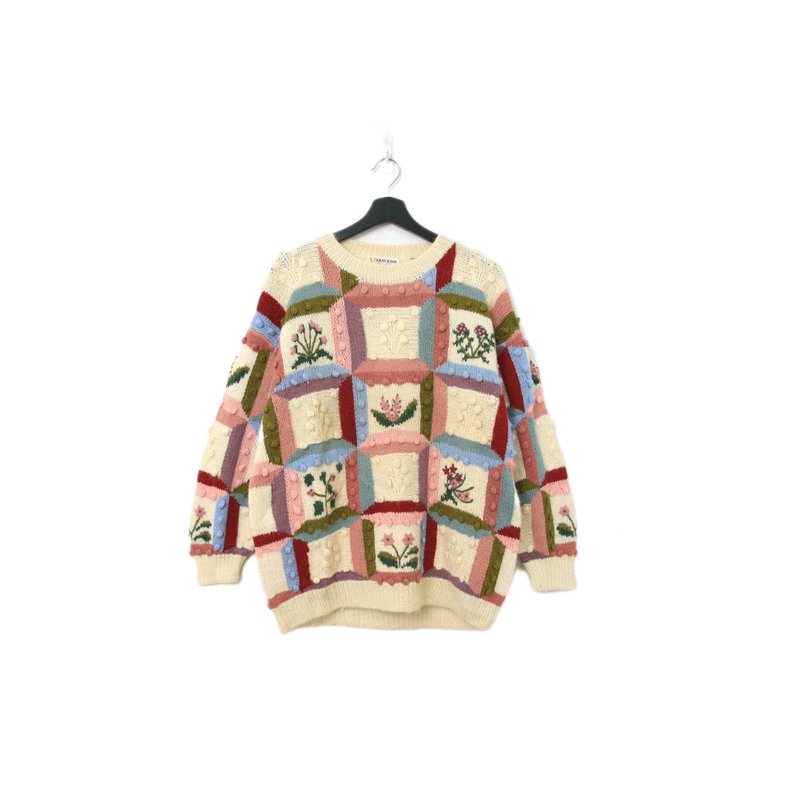 Back to Green-复古毛衣 粉嫩 半立体花卉 ws-01 vintage sweater - 女装针织衫/毛衣 - 聚酯纤维 