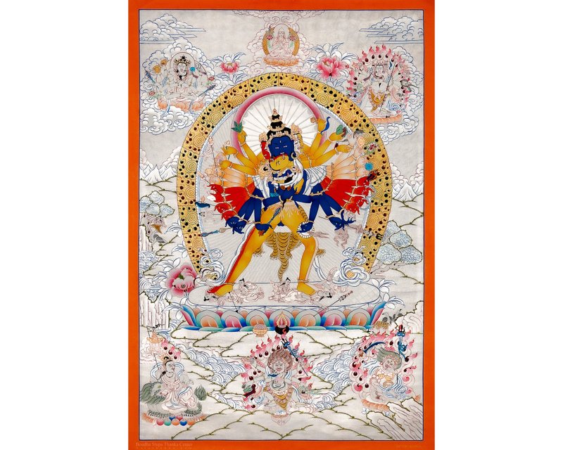 查克拉三宝唐卡 | 西藏艺术 神圣联合与启蒙 - 墙贴/壁贴 - 其他材质 多色