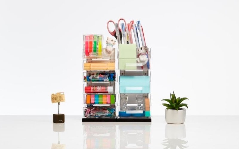 磁吸式创意多功能文具组收纳架-双入组-银色 - 笔筒/笔座 - 压克力 银色