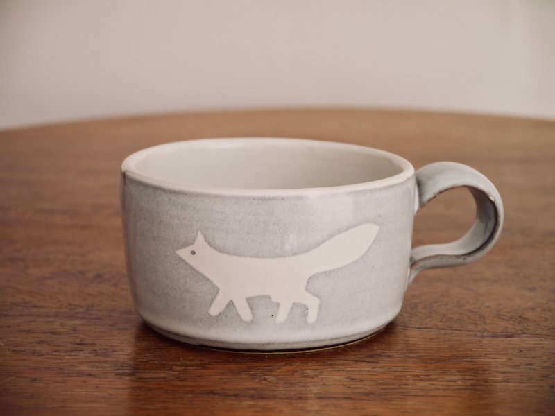 Pottery fox soup cup (Mug) - 咖啡杯/马克杯 - 陶 灰色