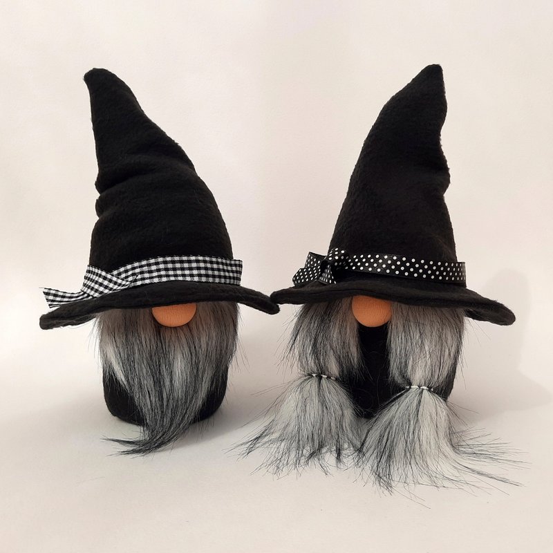 Autumn Gnome Halloween Decor, Wizard Gnome Witch Gnome with Plush Pumpkin, Fall - 玩偶/公仔 - 环保材料 黑色