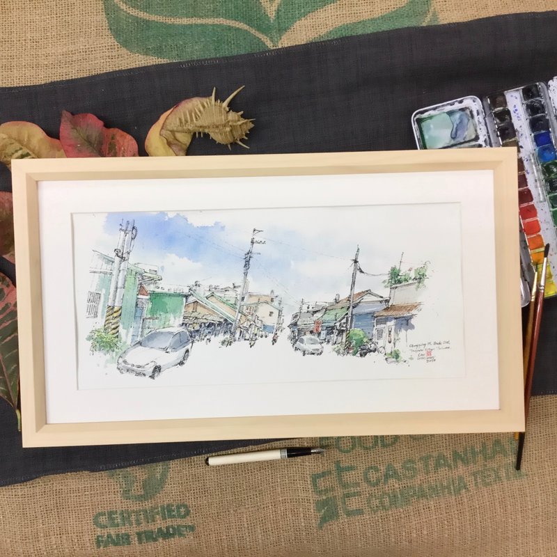 日常街景/手绘原创/含框 - 海报/装饰画/版画 - 纸 咖啡色