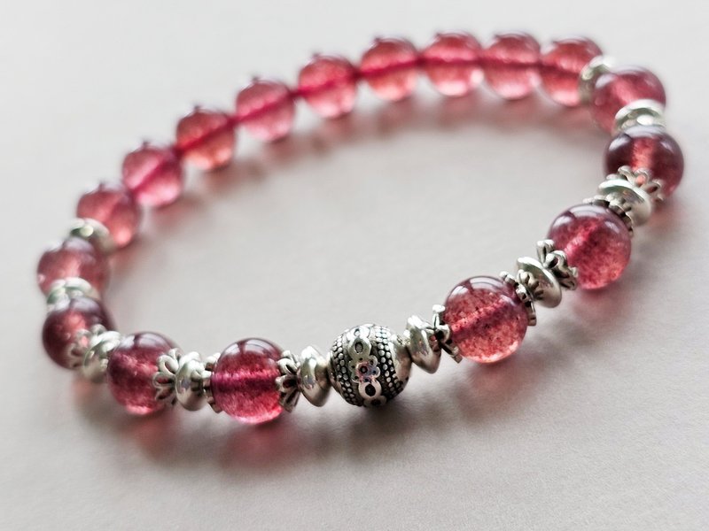 灿烂花火 - 天然红草莓纯银手链 - 手链/手环 - 宝石 红色