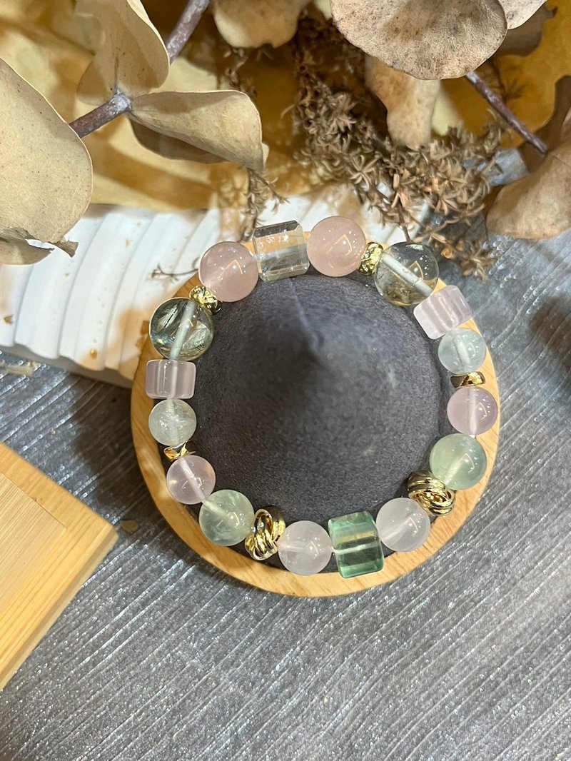 定制化水晶矿石手链 粉水晶 绿萤石 - 手链/手环 - 水晶 