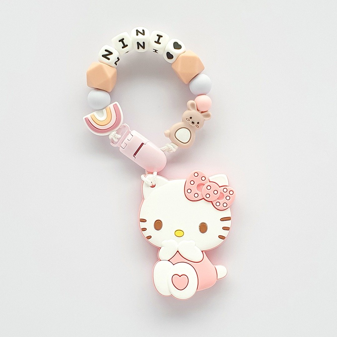 nini 彩虹 爱心 兔子 凯蒂猫固齿器 / 定制化奶嘴链 - 玩具/玩偶 - 其他材质 多色