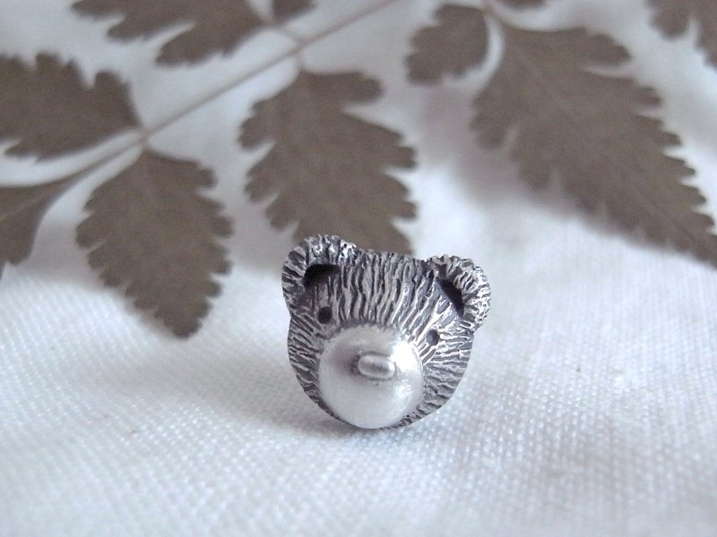 Teddy bear 泰迪熊 56号 | 纯银 耳针 耳环 | 1款是单1个喔 ! - 耳环/耳夹 - 纯银 灰色