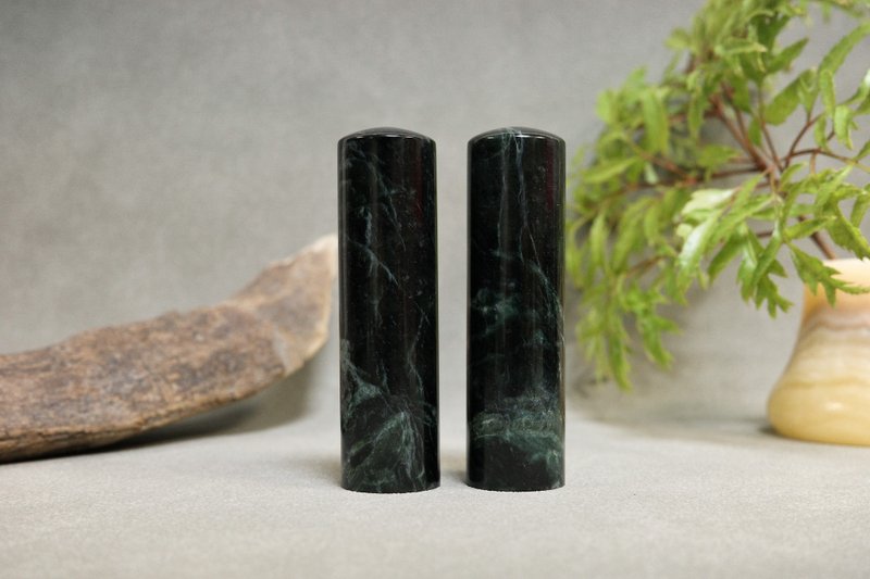 【好石多磨】台湾墨玉_玉石印章_夫妻结婚对章_圆章 - 印章/印台 - 玉石 黑色