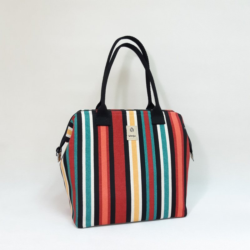 保温便当袋 25x15cm / 医生口金手提袋 / 个性条纹(防泼水) - 手提包/手提袋 - 棉．麻 多色