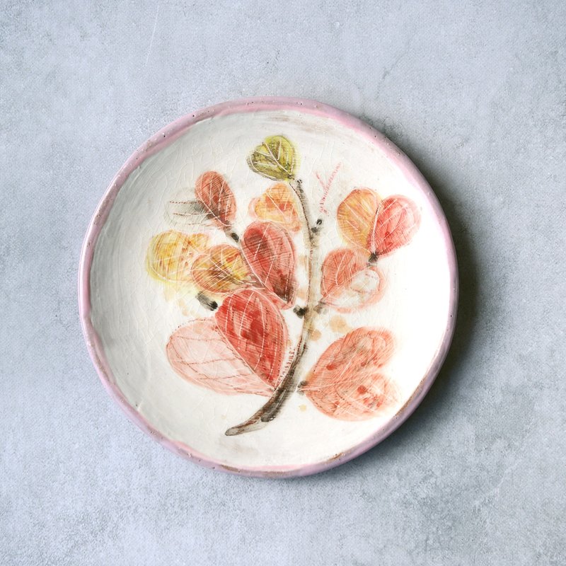 红叶之秋 手绘盘 2 - 盘子/餐盘/盘架 - 陶 橘色