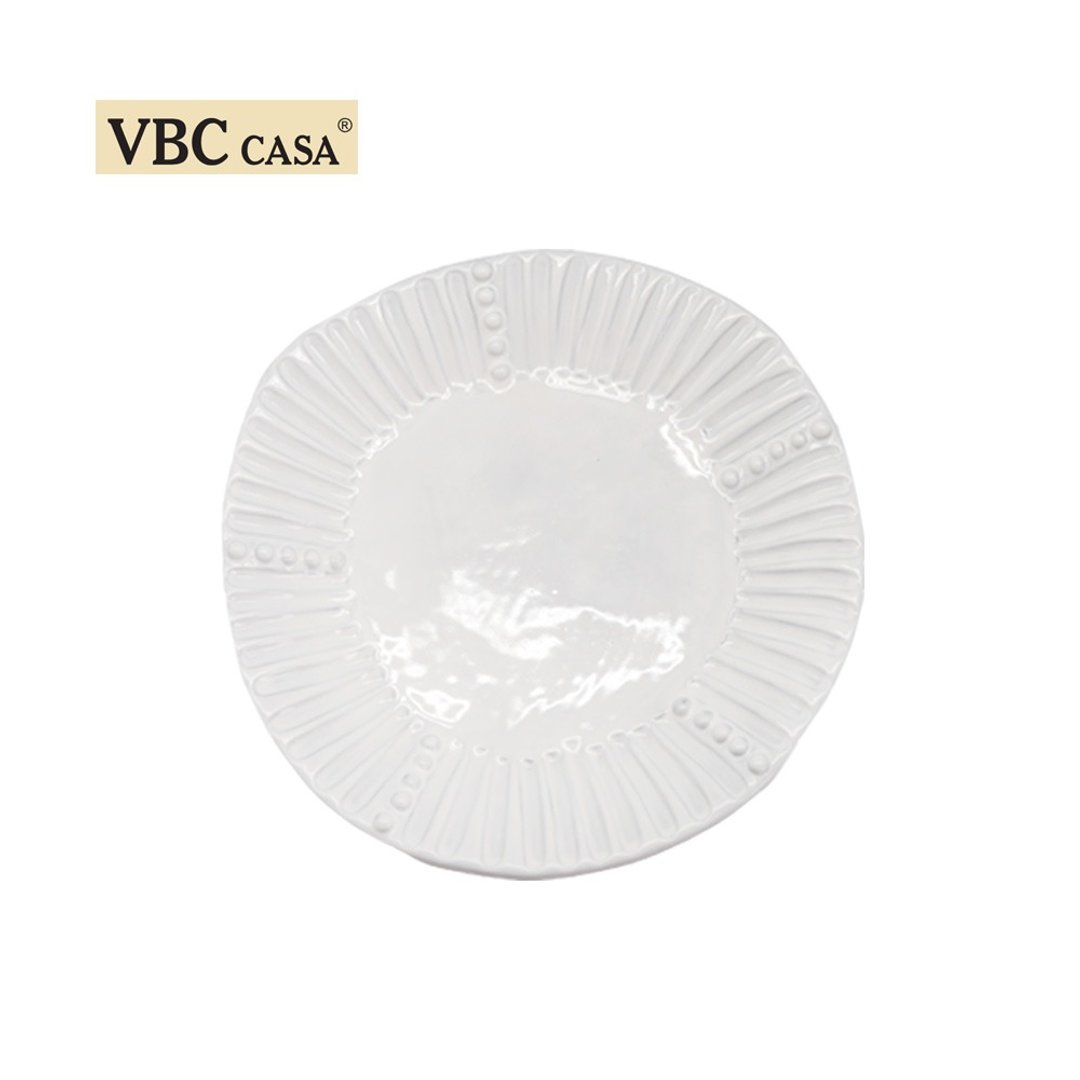 意大利VBC casa纯白色条纹系列22CM沙拉盘 - 盘子/餐盘/盘架 - 陶 白色