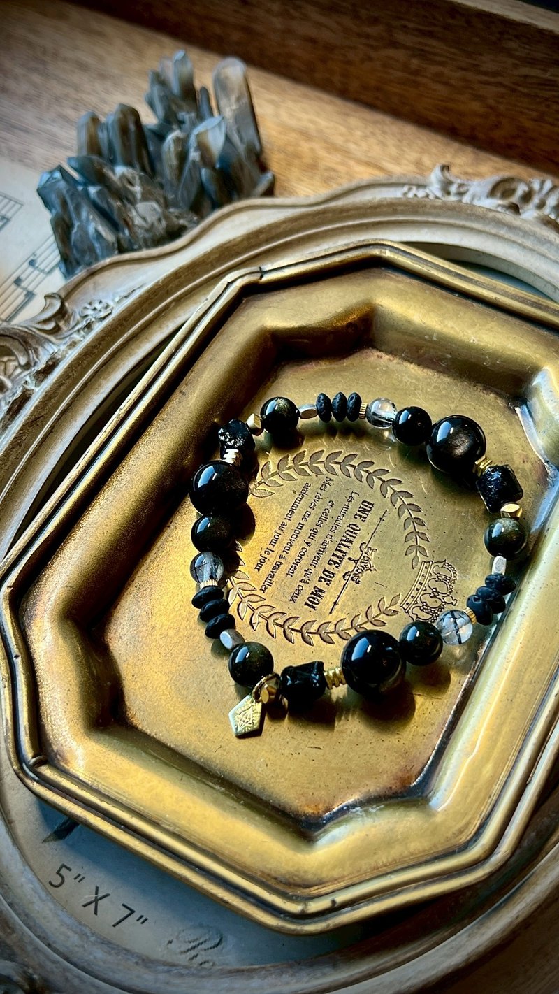 -密室谈判-天然水晶手链/黄铜手链 - 手链/手环 - 水晶 黑色