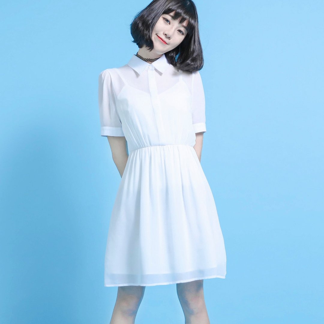 SU:MI said Chiffon 雾花纺纱拼接洋装_6SF043_白 - 洋装/连衣裙 - 棉 白色