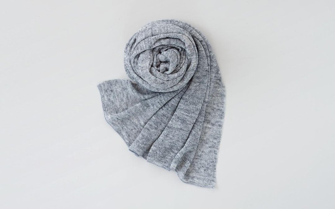 Linen knit stall gray - 丝巾 - 棉 灰色