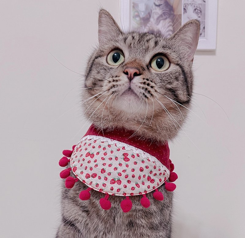 主子卖萌-水果多多系列-双面领巾(草莓雪沙) - 衣/帽 - 棉．麻 红色