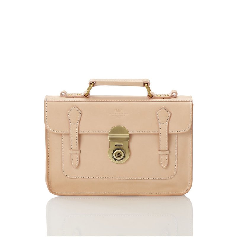 全意大利原色牛皮公事型书包-小 - 侧背包/斜挎包 - 真皮 白色